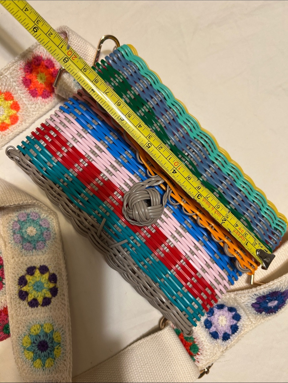 The Lilley Line Multicolor Wicker Crossbody Bag with Embroidered Strap - Picture 10 of 12